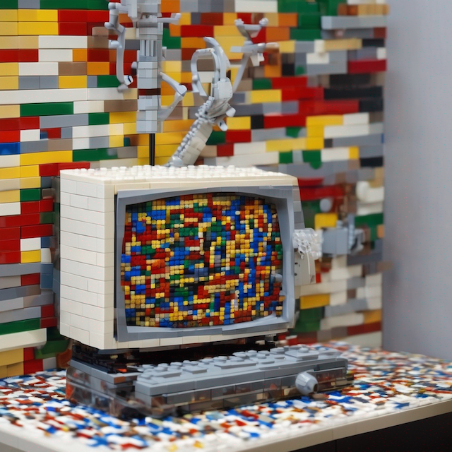 AI generated by stablediffusion with prompt ´´a realistc LEGO mosaic of an old antenna for television´´